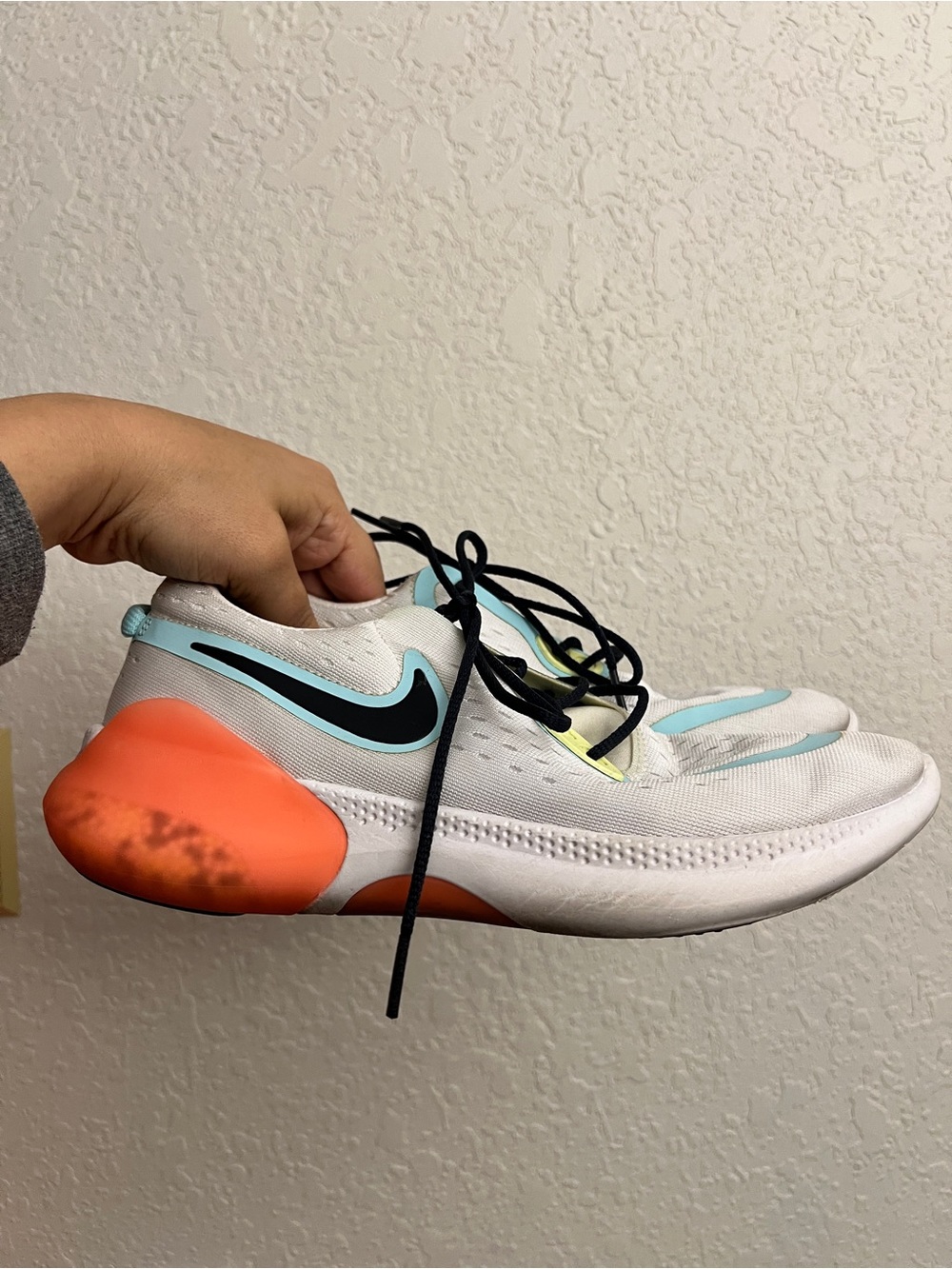 Nike White & Teal Athletic Shoes with Coral Heel